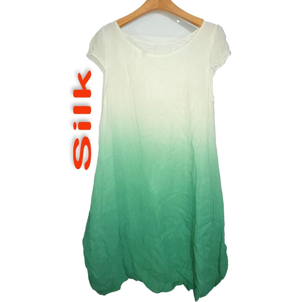 Women's 100% Silk Size M Short Sleeve Dress Flaw SEJ801
